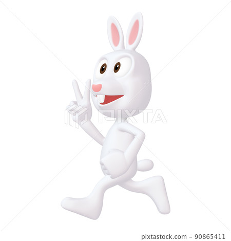 十二生肖插圖素材兔子字符（1_4）運行和平標誌白色 90865411