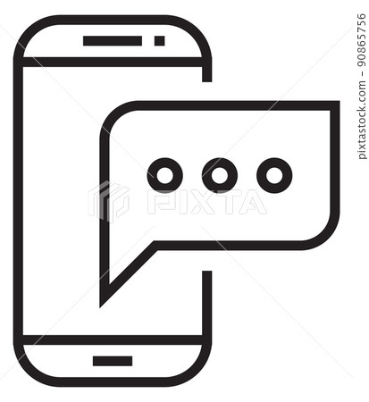 Text message on phone screen. Communication line icon Text message on phone screen. Communication line icon 90865756