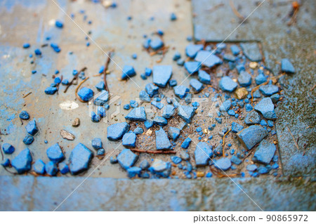 Peeled and shattered blue tiles Peeled and shattered blue tiles 90865972