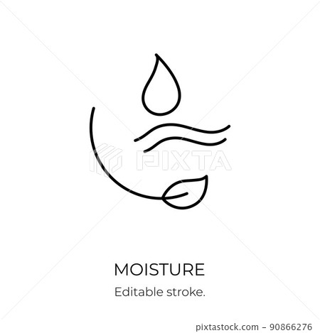 Moisture and nutrition icon for revitalizing and hydrating face beauty product. Editable stroke. Vector stock illustration isolated on white background for packaging design. EPS10  Moisture and nutrition icon for revitalizing and hydrating face beauty product. Editable stroke. Vector stock illustration isolated on white background for packaging design. EPS10  90866276