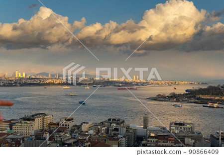Aerial Istanbul Sunset Panorama to Golden Horn and Galata district Aerial Istanbul Sunset Panorama to Golden Horn and Galata district 90866409