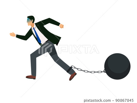Illustration of an Asian male businessman connected to an iron ball and a chain 8 life shackles Debt heavy tax image Illustration of an Asian male businessman connected to an iron ball and a chain 8 life shackles Debt heavy tax image 90867845