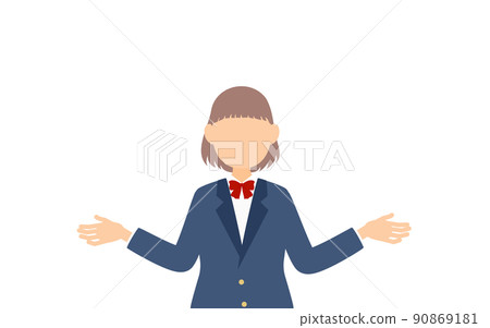 女學生,西裝外套制服,張開雙手的手勢 女學生,西裝外套制服,張開雙手的手勢 90869181