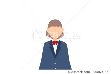 女學生,西裝外套制服,雙手向下站立 女學生,西裝外套制服,雙手向下站立 90869183