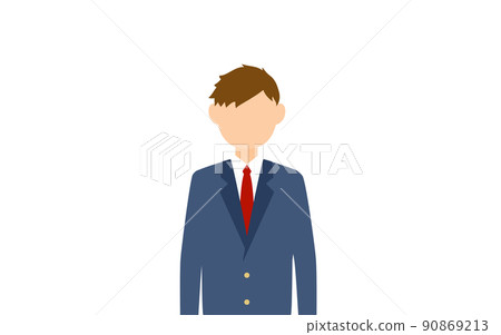 男孩，西裝外套制服，雙手向下站立 90869213