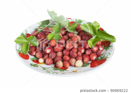 Red strawberry in plate on white background Red strawberry in plate on white background 90869222