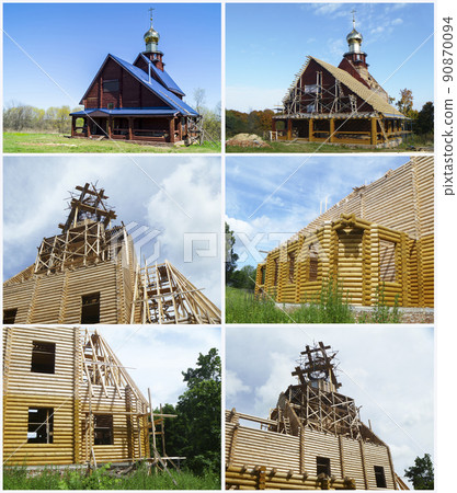 Kollazh. Construction new church in Russia Kollazh. Construction new church in Russia 90870094