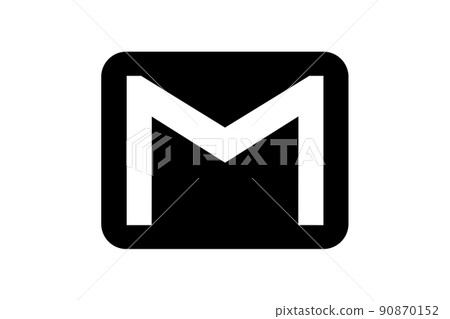Envelope. Gmail. Gmail social network logo design in black on a white background. Social network. Illustrative design. Illustration. Horizontal illustration. 90870152