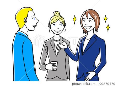 Business woman communicating with foreigners 90870170