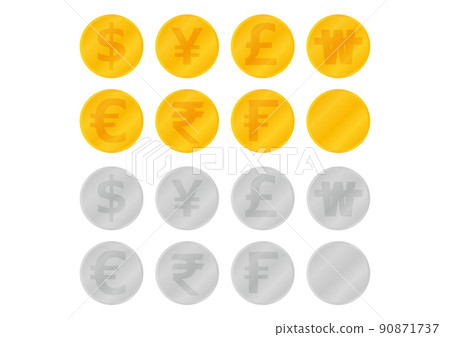 Coin material set for major currencies Gold and silver 90871737