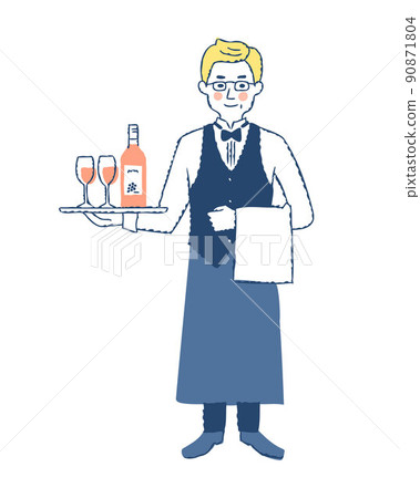 Sommelier carrying wine 90871804