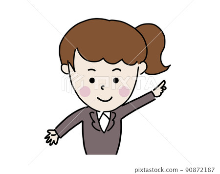Business woman pointing to the right Female staff 90872187