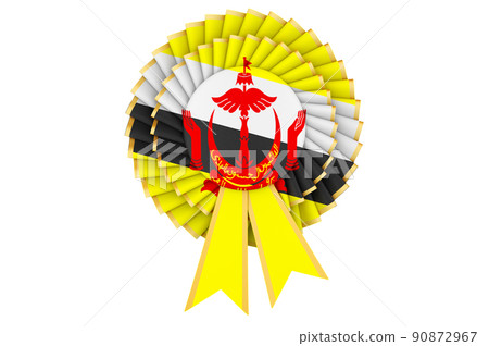 Bruneian flag painted on the award ribbon rosette. 3D rendering 90872967