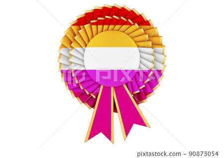 Lesbian flag painted on the award ribbon rosette. 3D rendering 90873054