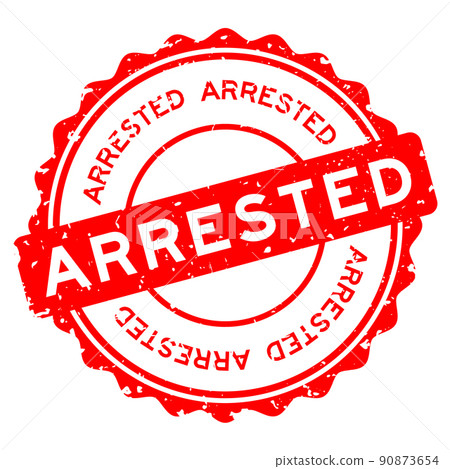 Grunge red arrested word round rubber seal Stock Illustration