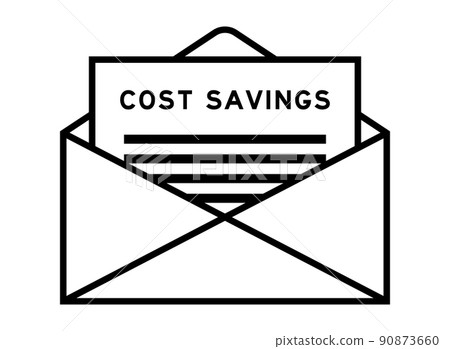 Envelope and letter sign with word cost savings as the headline Envelope and letter sign with word cost savings as the headline 90873660