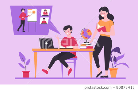 Homeschooling Flat Concept 90875415