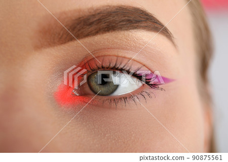 Beautiful model girl face with makeup, close up Beautiful model girl face with makeup, close up 90875561