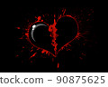 Stylized broken heart in blood on a black background 90875625