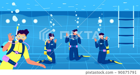 Diving Flat Composition 90875791