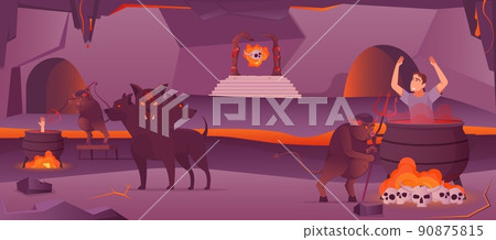 Hell Flat Illustration 90875815