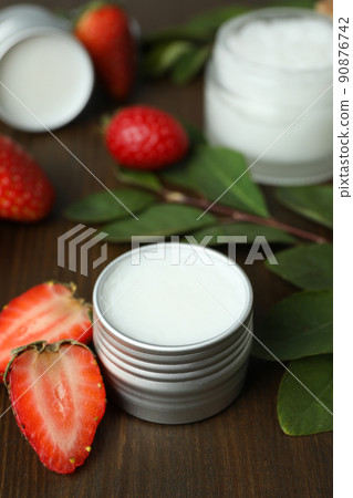 Concept of eco face care cosmetic on wooden background 90876742