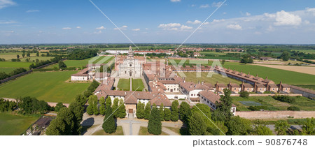 Wonderful panorama of Certosa di Pavia at sunny day Wonderful panorama of Certosa di Pavia at sunny day 90876748