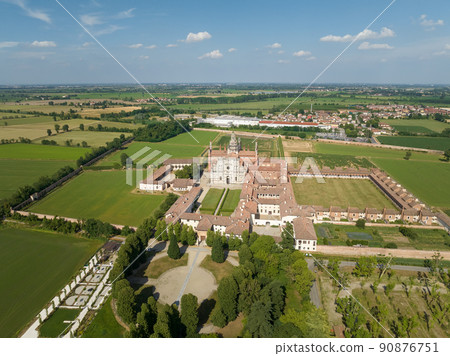 nice panorama of Certosa di Pavia at sunny day 90876751