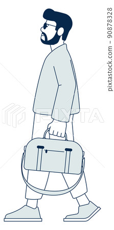 Tourist walking with travel bag. Bearded man travelling 90878328