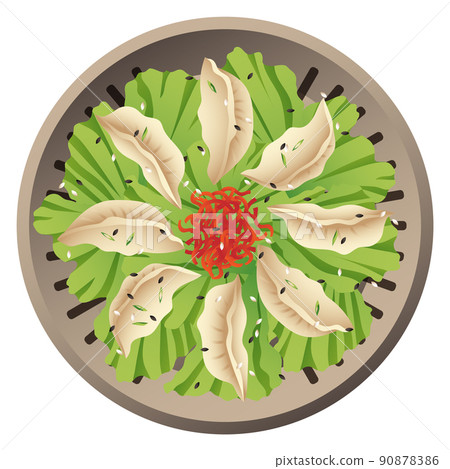 Mandoo dish. Traditional korean dumplings top view 90878386