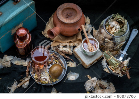 Chinese herbal tea (Jub Lieng). Mixed various herbal dry tea, The concept of health. Chinese herbal tea (Jub Lieng). Mixed various herbal dry tea, The concept of health. 90878700