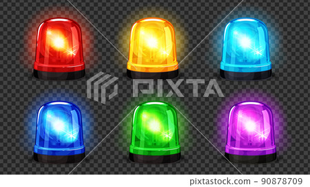 Siren light_Rotating lamp illustration material set Siren light_Rotating lamp illustration material set 90878709