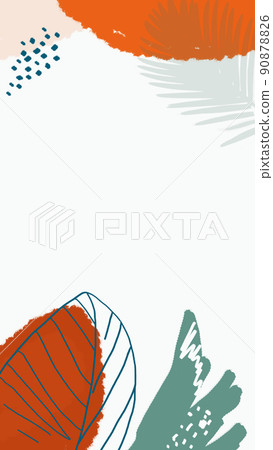 set of abstract backgrounds with copy space - hand drawn banners, posters, cover design templates, social media stories mock up with tropical leaves in minimal simple style. set of abstract backgrounds with copy space - hand drawn banners, posters, cover design templates, social media stories mock up with tropical leaves in minimal simple style. 90878826