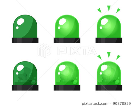 Cute siren light_Rotating light illustration material set_Green 90878839