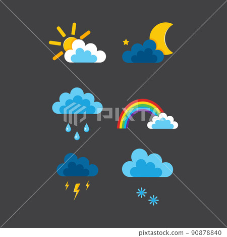 A set of illustrations for the weather forecast. 90878840