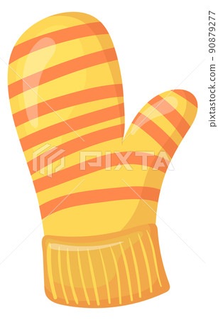 Warm striped mitten. Knitten wool cartoon icon 90879277