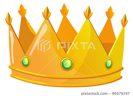 Golden crown icon. Cartoon shiny king symbol Golden crown icon. Cartoon shiny king symbol 90879397
