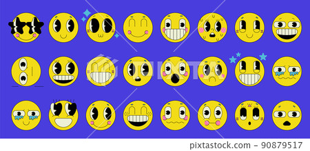 Vector illustration in linear style. 80s emoji design templates 90879517