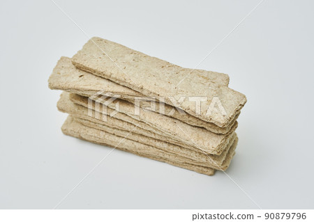 Rye crispbread on white background. Healthy food Rye crispbread on white background. Healthy food 90879796