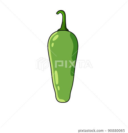 Jalapeno pepper. Spicy green chili. Mexican food. Isolated cartoon illustration 90880065