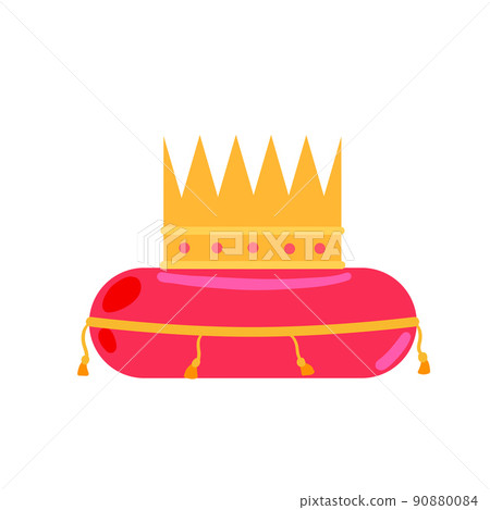 Crown on pillow. Luxury red cushion. Icon of... - Stock Illustration ...
