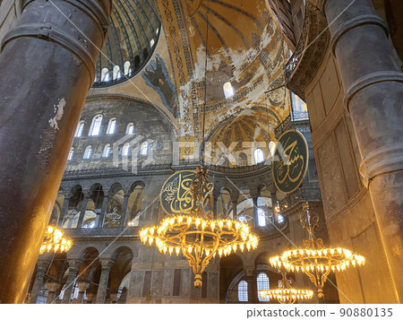 Hagia Sophia, Sultanahmet district, Istanbul, Turkey, Decor fragments. Hagia Sophia, Sultanahmet district, Istanbul, Turkey, Decor fragments. 90880135