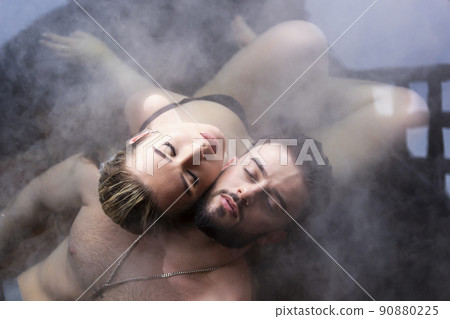 couple sitting in vats couple sitting in vats 90880225