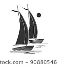 Two sailboats silhouette nautical symbol and icon 90880546