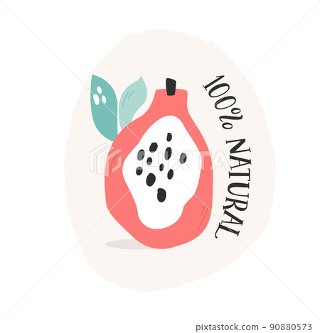 Vector illustration of a ripe papaya and text 100 natural 90880573