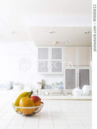Kitchen background, interior, fruit, tile table 90880612