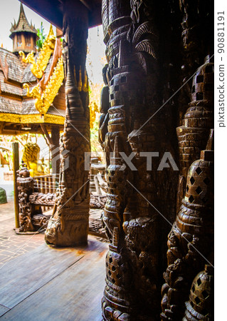 Wat Sangkhathan temple on water in Nonthaburi, Thailand Wat Sangkhathan temple on water in Nonthaburi, Thailand 90881191