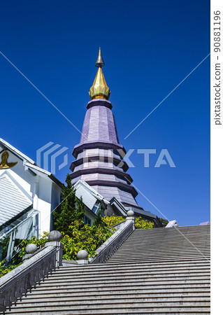 Twin pagodas Doi Inthanon national park, Chiang Mai, Thailand 90881196