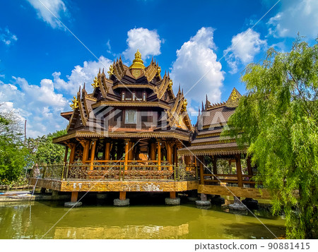 Wat Sangkhathan temple on water in Nonthaburi, Thailand 90881415