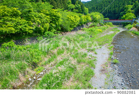 Iruma River (Naguri River) View from Aioi Bridge Spring Fresh Midori River scenery 90882081